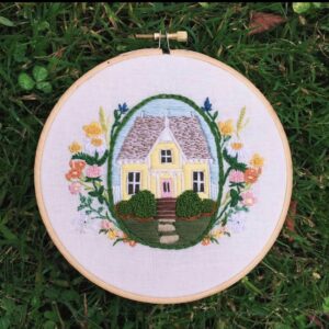 Hand Embroidered Cottage