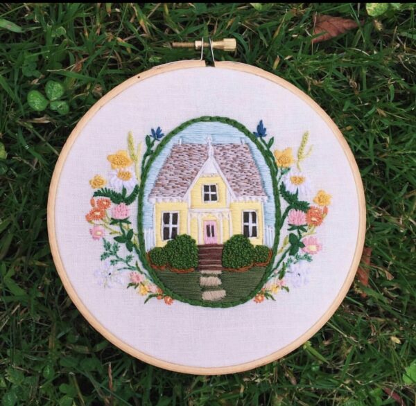 Hand Embroidered Cottage