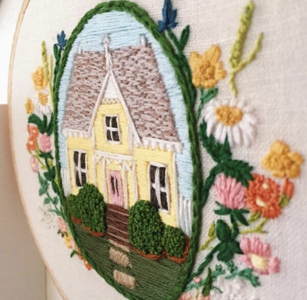 Hand Embroidered Cottage - Image 3